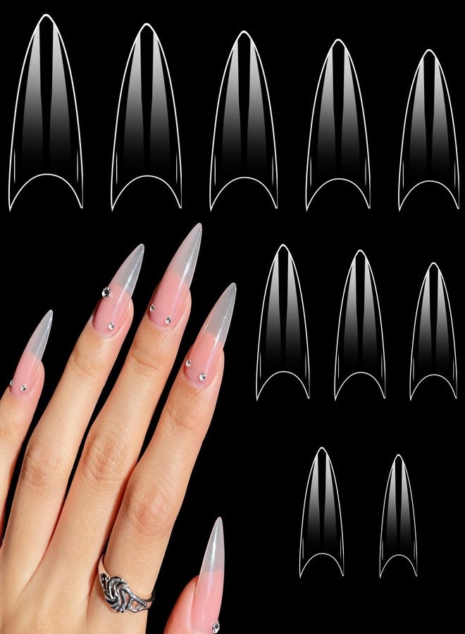 Xyembu 500 Pcs Extra Short Half Cover Almond Nail Tips, Short Almond Nail-Tips, Clear Fake Nails, Press On False Nail-Tips, Pre-shape French Tip, Acrylic Nail Gel Tip for Salon and Home DIY (10 Sizes) - Image 1
